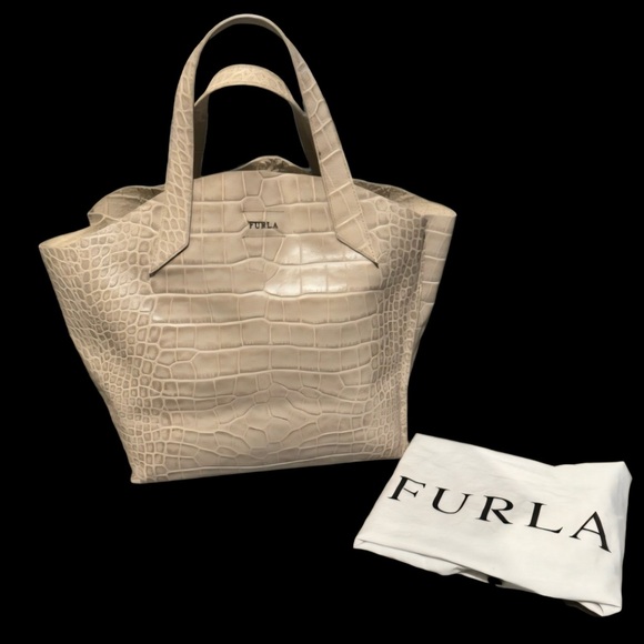 Furla Handbags - FURLA Croc-Embossed Leather Handbag